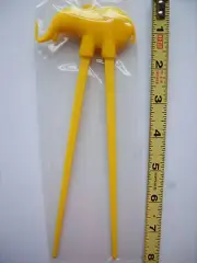 New Kids Chopsticks for Kids & Beginners with Rubber Holder - Yellow Elephant