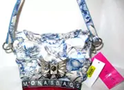 Betsey Johnson Flights of Fancy Butterfly Floral Crossbody Bag Blue White NWT$88