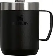 Stanley Stay-Hot Camp Mug 12 oz | Press Fit Drink Through Lid | Cup for Coffee, Tea and Drinks | Insulated Stainless Steel Coffee Mug | BPA-Free | Black 2.0