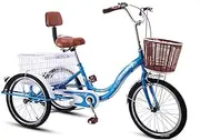 3 Wheels Adult Tricycle 20 Inches Single Speed Bicycle with Shopping Basket 3 Wheel Bikes for Seniors Three Wheel Bike Cruise Bicycles Trike Cycling