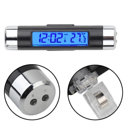 2in1 Digital LED Car Clock Thermometer Temperature LCD Backlight Without Battery