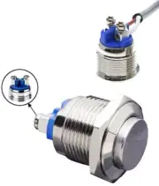 Push Button Momentary 16mm Convex Head Metal ON/OFF Horn Switch Start High Flush