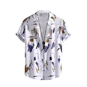 [ZAFUL] Men's Hawaiian Shirt for Men Short Sleeve Shirt Collar Beach Floral Summer Casual Button Down T-Shirts