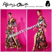 Alice + Olivia Tula V-Neck Maxi Dress in Botanical Garden 4 NWT