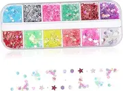 ERINGOGO Pearl Chrome Nail Glitter Assortment 12 Colors Bulk Pack for Manicure Decorative Use