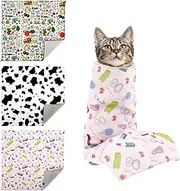 3 Pcs Cat Grooming Wrap, Cat Wrap for Cutting Nails, Self Adherent Cat Swaddle Wrap, Anti-Scratch Calming Wrap, Cat Restraint Wrap, Cat Swaddle Wrap for Nail Clipping Ear Cleaning Teeth Brushing