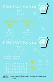 K4 O Scale Decals Pennsylvania Railroad PRR X54 40 Ft Insulated Boxcar Shadow