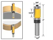 13/16" Flush Trim Top and Bottom Bearing Router Bit - 1/2" Shank