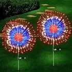 2 Pack Solar Led Outdoor Lights 4th Of July Decorations Fourth Red White Blue