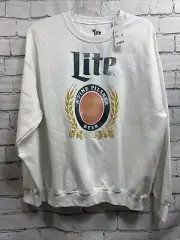 Retro Print Miller Lite Sweatshirt Crew neck Unisex XLarge NEW w. Tags White