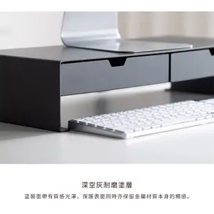 【日本霜山】碳鋼製雙格抽屜電腦螢幕架