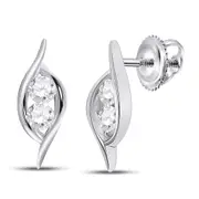 14k White Gold Round Diamond Bypass 2-stone Earrings 1/4 Cttw
