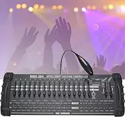 DMX 384 A/b Console, DMX-512 DJ Controller - Control of 24 Devices with 16 DMX Channels, LED Digital Display, Programmable, Built-in Amplifier, for Professional Dj,Bar, Stage Club,Black