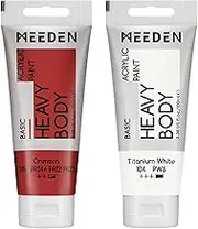 MEEDEN Acrylic Paint Crimson: 100ml Heavy Body Acrylic Paint Tube Bundled with Additional Titanium White Colour for Art Craft Painting