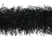 2 Yards - Black 3 Ply Ostrich Feather Fluffy Boa Wedding Dress, Costume, Cosplay