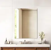 Mirrorons Frameless Mirror, Wall Mirror 18" x 24", Modern Rectangle
