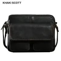 在飛比找Yahoo!奇摩拍賣優惠-英國潮牌 Khaki Scott  男士小牛皮橫款側背包 頭