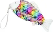 [Healeved] 1 Pc Chic Mermaid Design Fashionable Sequin Clutch Bag Convenient Zipper Closure Practical Lightweight Handbag for Everyday Use Color Changing Flipping Sequins Material