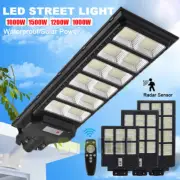 99000000LM LED Street Light Solar Power with Pole Remote Timer Waterproof Garden