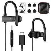 USB C Wired Headphones with Anti Drop Over Ear Earhook Microphone Gym Sport R...