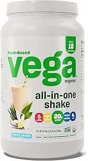 Vega One Organic All-in-One Shake French Vanilla (18 Servings, 1.5 lb) - Plant Based Vegan Protein Powder, Non Dairy, Gluten Free, Non GMO