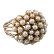 Elegant Vintage French Baroque Pearl Ring, Stacking Promise Ring Free Shipping
