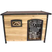 XL Extra Large Wooden Pet Dog Kennel House Flat Roof Timber Outdoor 127x91x98cm