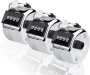 3 Piece Hand Counter, 4 Digit Lap Tracker Manual Clicker Metal Mechanical Counting To 9999