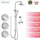 Decaura Chrome Rain Shower Head Sliding Rail Set Dual Hose with Shower Mixer Tap