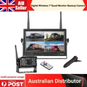 Digital Wireless Rear View Backup Camera 7" Quad DVR Monitor For Trailer Caravan