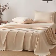 Lakora Microfiber Bed Sheet Set - King Size 4PC (Fitted Sheet, Flat Sheet, 2 Pillowcases) - Ultra Soft Breathable Bedding - Luxury Hotel Style (Cream,King)