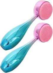 HAKIDZEL 2pcs Facial Cleansing Massage Brush Handmade Easel Wine Bottle Sealant Fake Food Props Nail Polish Drill Bit Double-sided Scrubber Table Easel Cleaning Tools Storage Stand Plastic