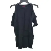 Motel Rocks Women's Black Savannah Cold Shoulder Gauzy Micro Mini Dress NWT S