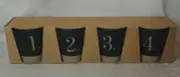 NEW Set of 4 DEMDACO Ceramic Drinking Flight Glasses Cups 3.25" Tall (KK)