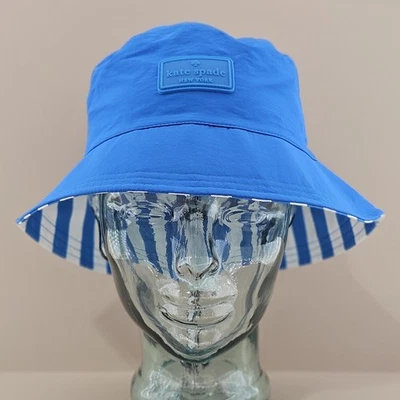 Kate Spade Bucket Hat Reversible Awning Shaker Blue/Striped Bucket Hat Vacation