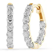 Inside Out Hoop Earrings with 1.50ct of Laboratory Grown Diamonds in 9kt Yellow Gold