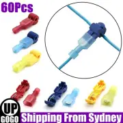 60Pcs T-Tap Electrical Wire Crimp Terminals Quick Splice Cable Connectors Kit AU
