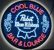 Pabst Blue Ribbon Beer Large 23" Round Lighted LED Sign...Bar & Lounge Cool Blue