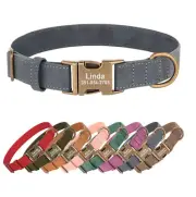 AU Top seller Soft Leather Personalised Dog Collar Custom ID Name for Dogs
