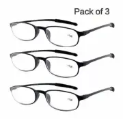3 PACK Flexible Reading Glasses Lightweight Readers 1.0 1.5 2.0 2.5 3.0 3.5