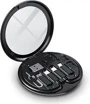 AZPPANXI 9-in-1 USB C Adapter Kit with Mirror, 4-Port Charging Convertor, 480 Mbps Transfer Speed, Portable Cable Case with Storage Box, Black