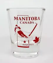 MANITOBA CANADA SHOT GLASS (3 IN SERIES OF 13). COLLECT THEM ALL!
