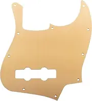 Musiclily Ultra 10 Holes Anodized Aluminum J-Bass Pickguard for Fender American Standard Jazz Bass, Gold