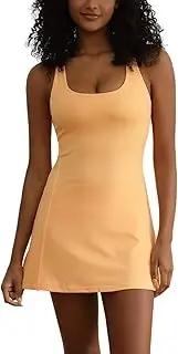 [Topcloset] Tennis Dress for Women Workout Dress with Built-in Bra & Shorts Pockets Athletic Dress for Exercise Golf Dresses, Black, Small