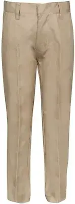 Premium Flat Front Pants for Girls with Adjustable Waist – Khaki, Navy, Black,