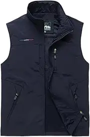 [JINFUHAO] Spring Summer Breathable Vest Many Pockets Men Outdoors Waistcoat Male Photographer Tactical Sleeveless Jacket Navy Blue M, Navy Blue, Medium
