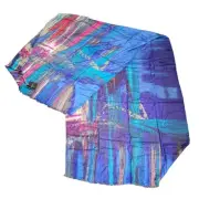 Cynthia Rowley Womens Oversized Soft Multicolor Colorful Scarf Fringe Hem NEW