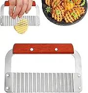 Crinkle Cutter for Veggies,Stainless Steel Wavy Potato Cutter - Multi-Functional French Fry Cutter Wavy Cutting Tool for Home Kitchen Cucumber Carrot