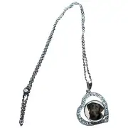 Labrador Dog Heart Shape Silver Colour Necklace With Diamante Pendant + Bag