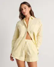 [Jag] Jag Women's Gigi Stripe Short In Yellow/white Size 12 12 Yellow